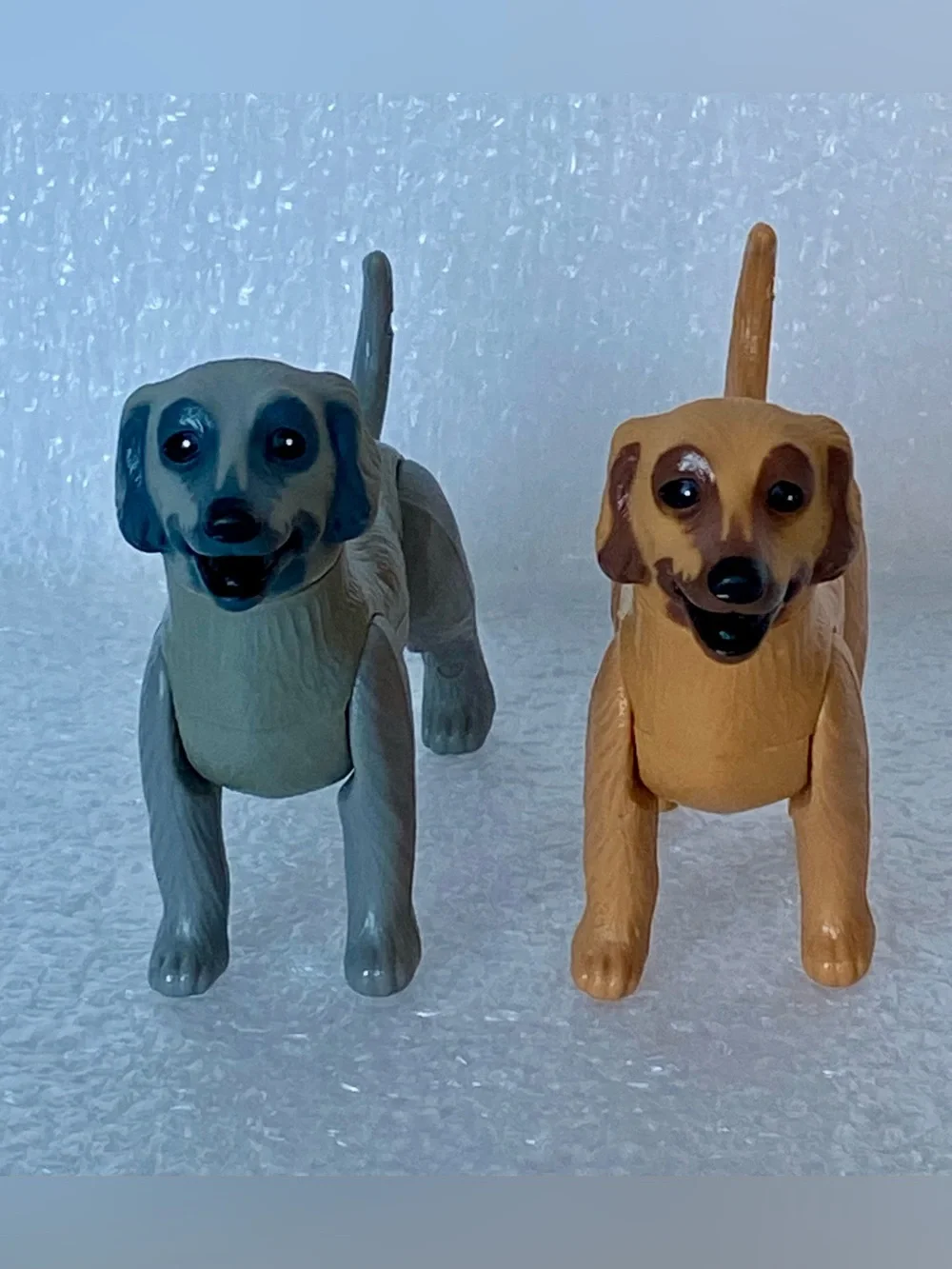Vintage Barbie Pet Mattel 1981 Afghan Hound Puppies Gray & Brown Dogs